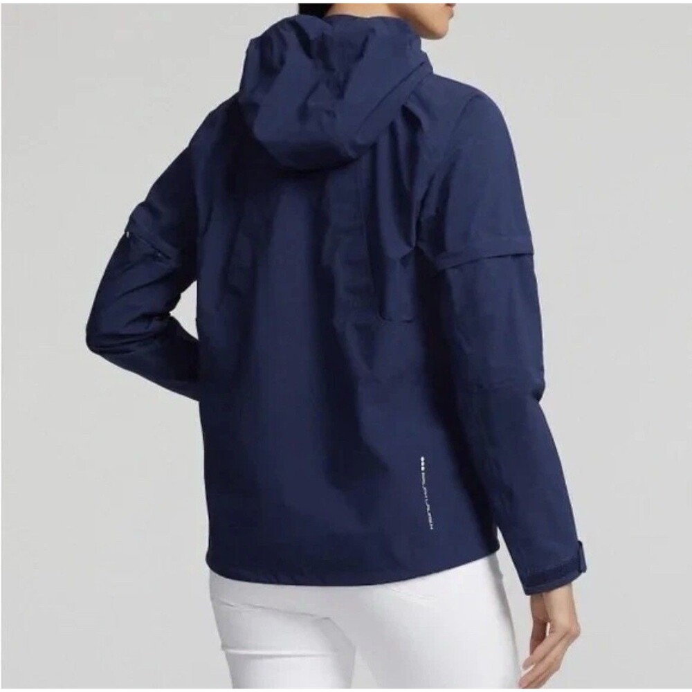 RLX RALPH LAUREN New Golf Waterproof Hooded Windbreaker MEDIUM Jacket Navy Women - Picture 5 of 16